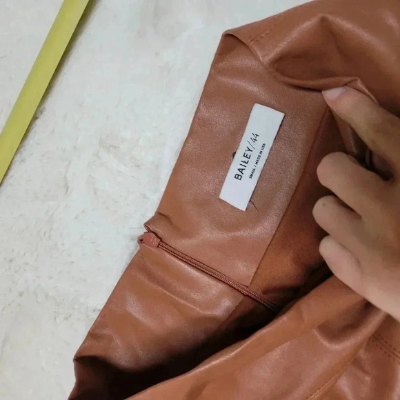 Intermix Bailey 44 Exclusive Faux Leather Pencil Skirt Cognac Brown - Picture 7 of 9